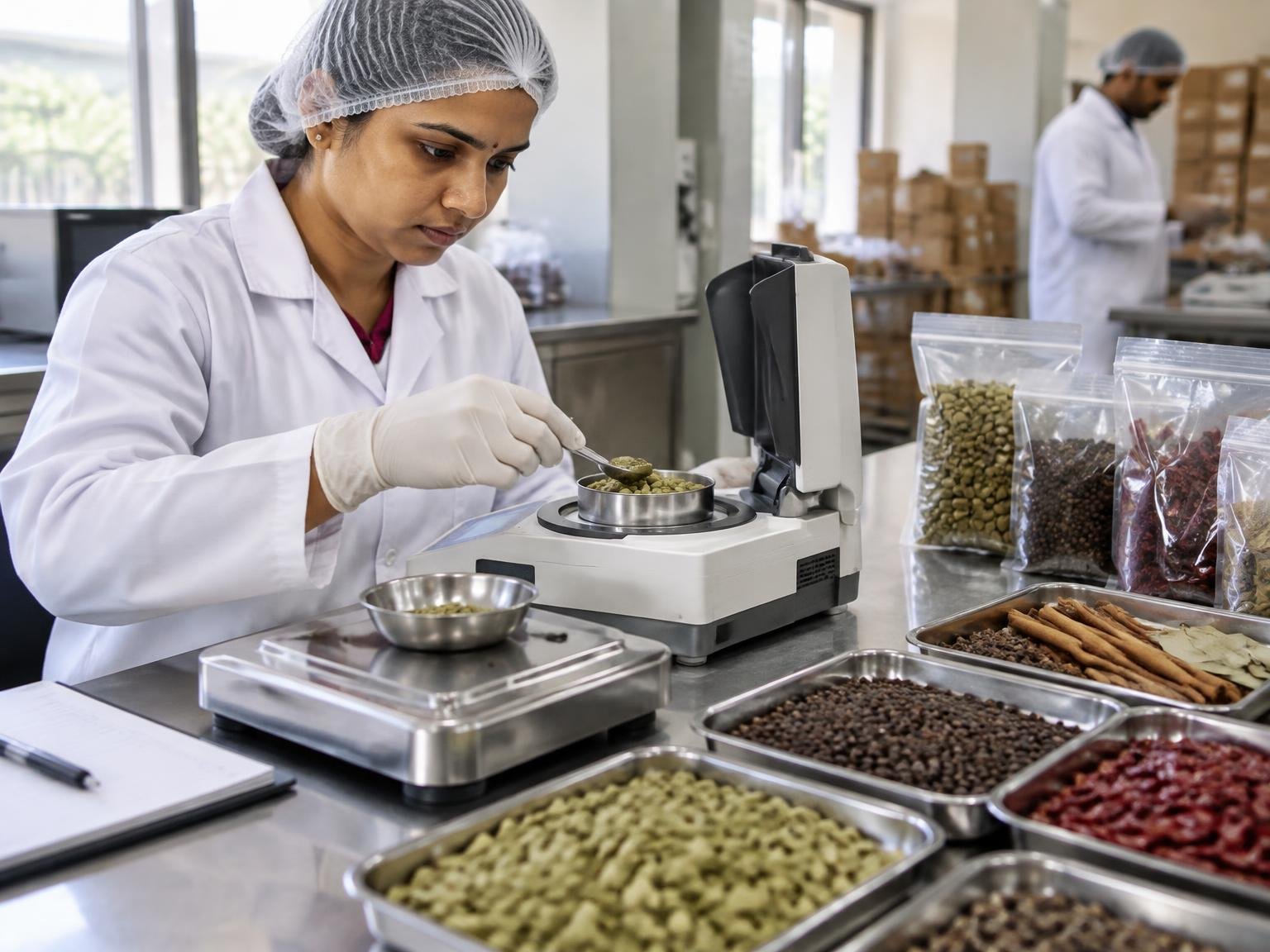 Agricultural products undergoing laboratory quality inspection