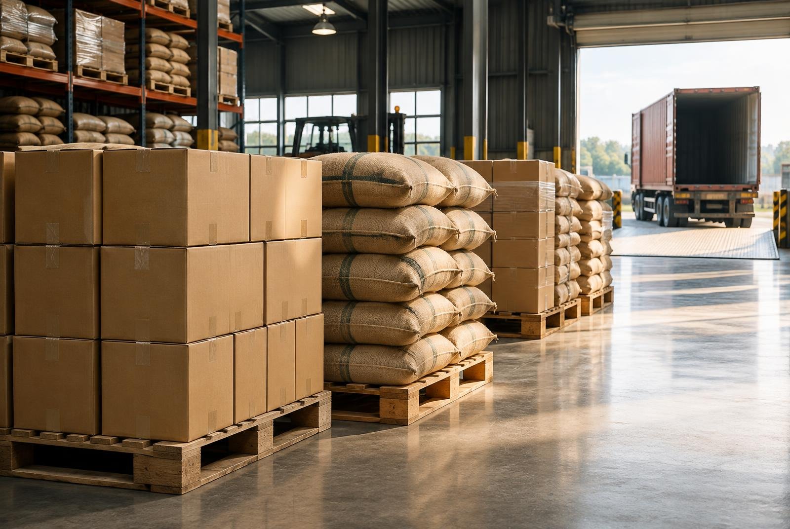 Export containers being prepared for shipment